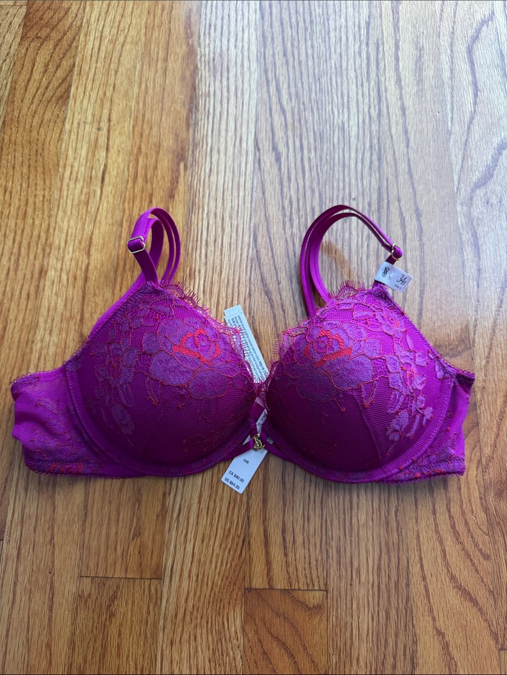 Victoria's Secret Fuchsia Lace Push-Up Bra